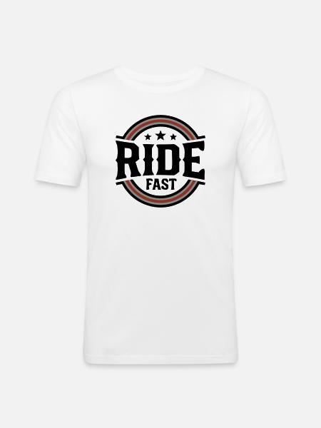 Ride Fast Abzeichen Logo - Männer Slim Fit T-Shirt - Weiß
