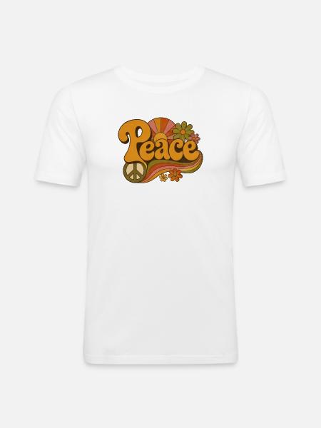 Friede - Männer Slim Fit T-Shirt - Weiß