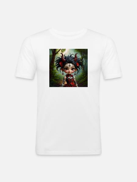 Gotisches Mädchen im Wald - Männer Slim Fit T-Shirt - Weiß