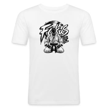 Fokus-Kampfsport - Männer Slim Fit T-Shirt - Weiß - Vorne - Nik (191cm)