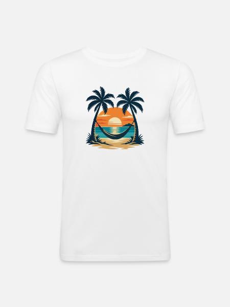Hängematte am Meer - Männer Slim Fit T-Shirt - Weiß