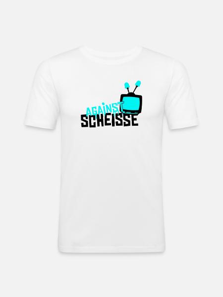 against scheisse - television - Männer Slim Fit T-Shirt - Weiß