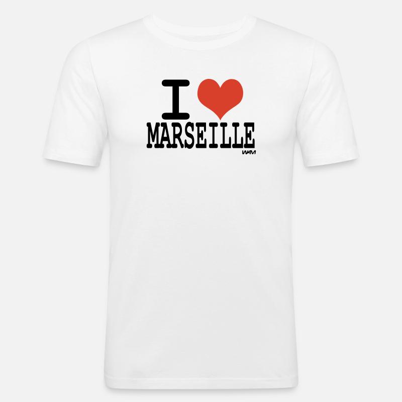 i love marseille - Männer Slim Fit T-Shirt - Weiß