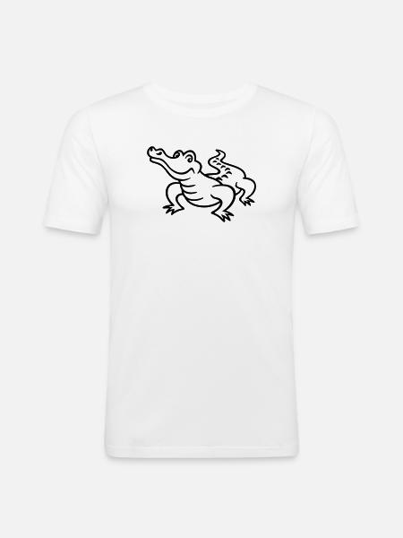 Krokodil - Männer Slim Fit T-Shirt - Weiß