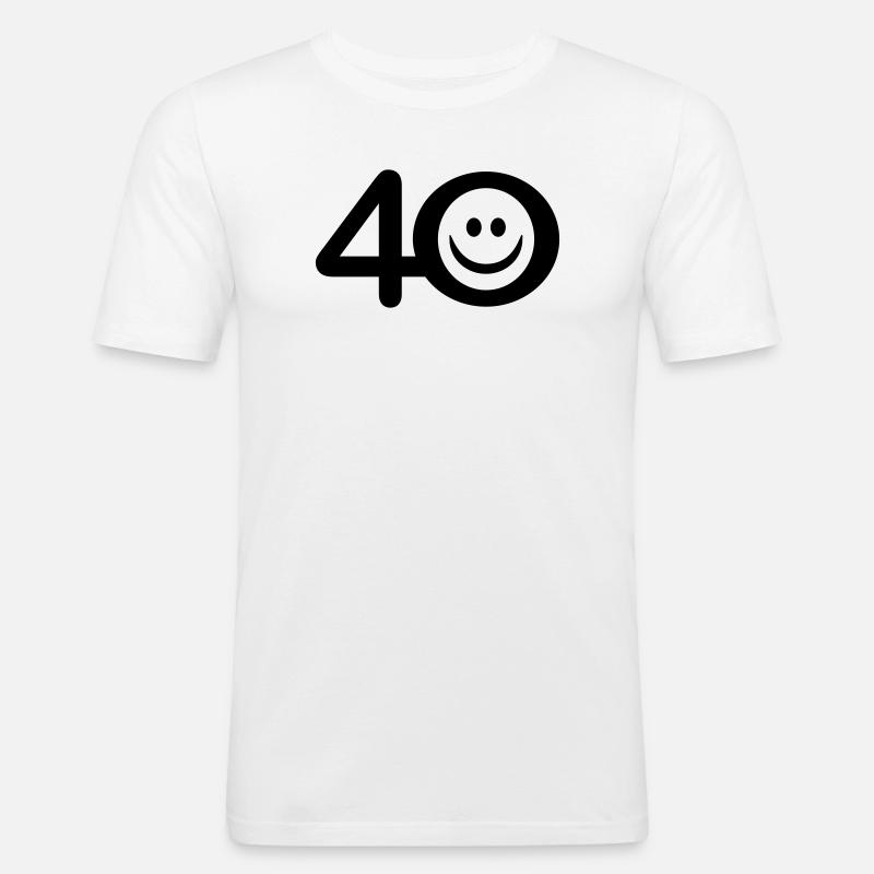 Zum Vierzigsten: 40 mit Lächel-Emoticon - Männer Slim Fit T-Shirt - Weiß