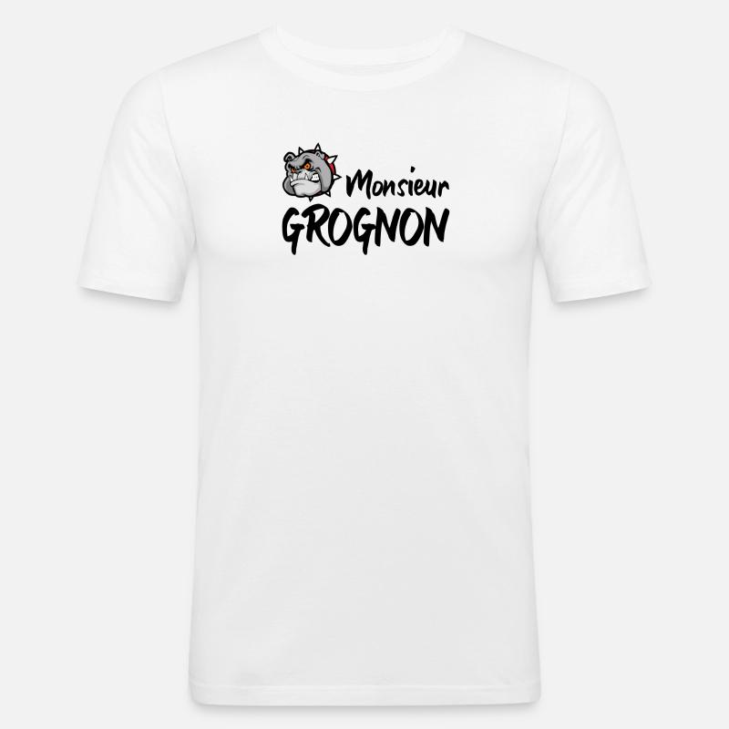 Herr GROGNON - Männer Slim Fit T-Shirt - Weiß
