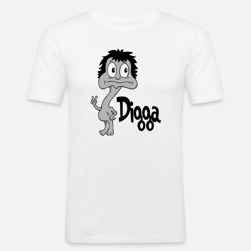 Sprüche Lustige Comic Digga - Männer Slim Fit T-Shirt - Weiß