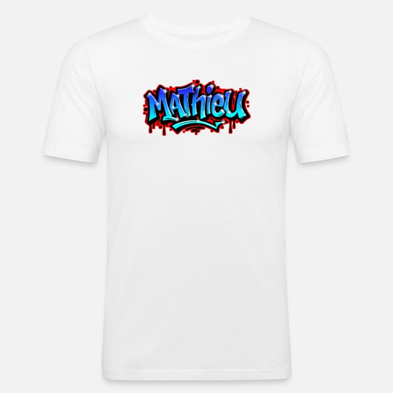 Mathieu Graffitiprintable name Urban Blue - Men's Slim Fit T-Shirt - white