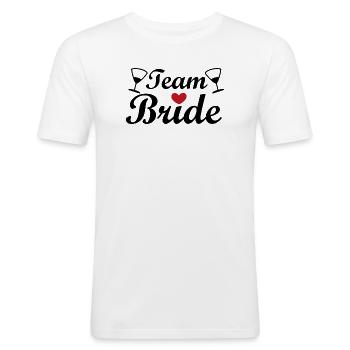 Équipe Mariée – Chemise de fête de jeune fille - T-shirt près du corps Homme - blanc - Devant - Nik (191cm)