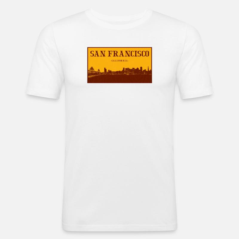 San Francisco Skyline Retro - Männer Slim Fit T-Shirt - Weiß