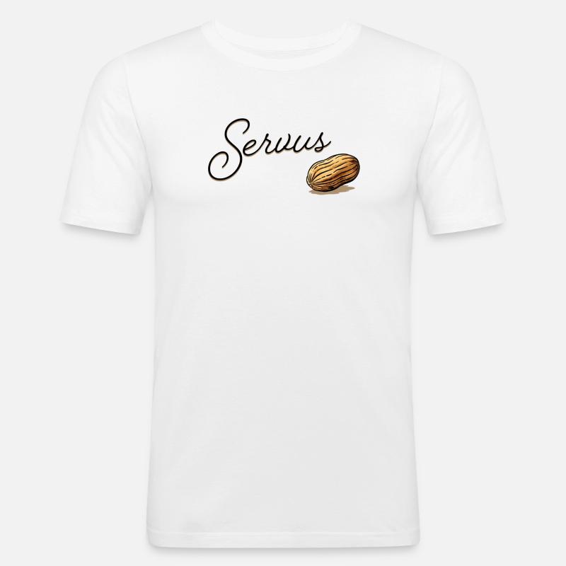 Serius Mandel Script Design - Männer Slim Fit T-Shirt - Weiß