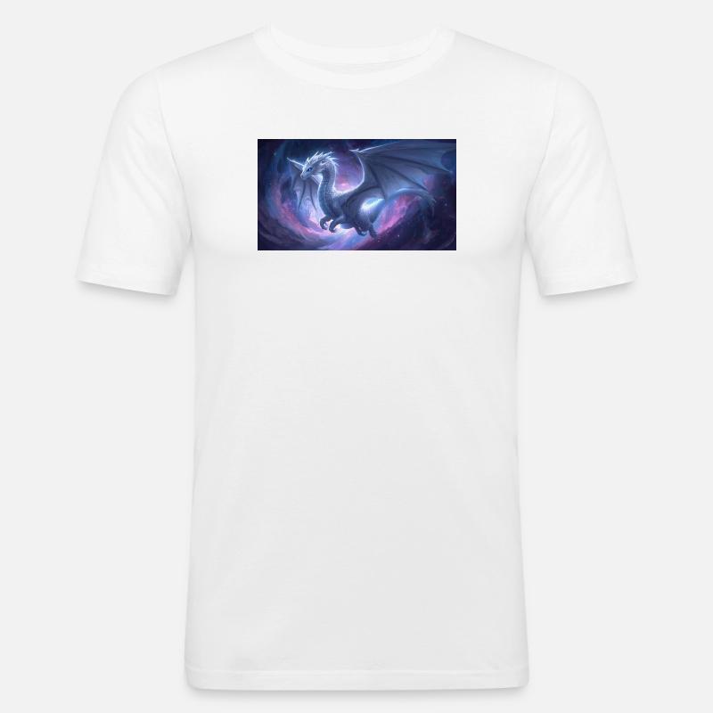 Blauäugiger weißer Drache - Männer Slim Fit T-Shirt - Weiß
