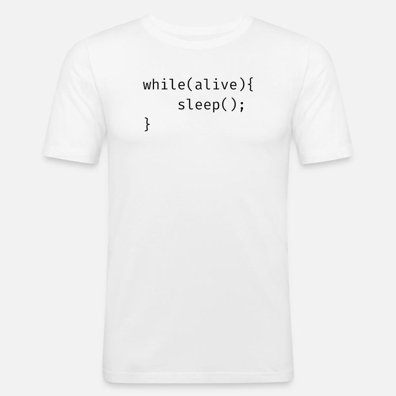 while(alive){ sleep(); Memes - Men's Slim Fit T-Shirt - white