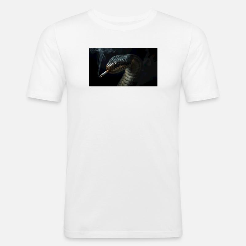  Cobra Schlange mit Zigarette - Männer Slim Fit T-Shirt - Weiß