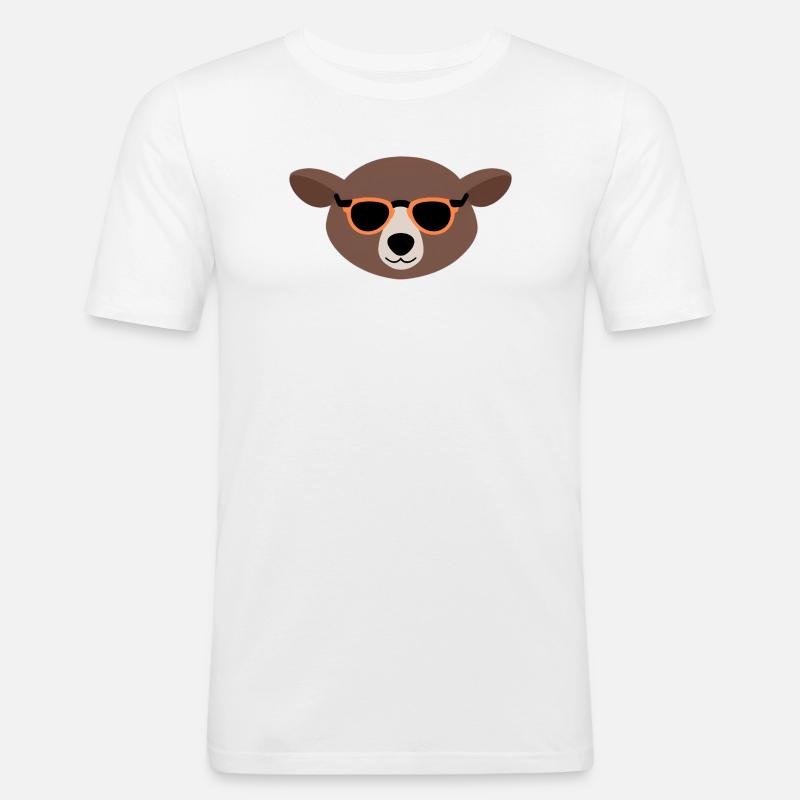 Maulwurf mit Orangensonnenbrille - Männer Slim Fit T-Shirt - Weiß