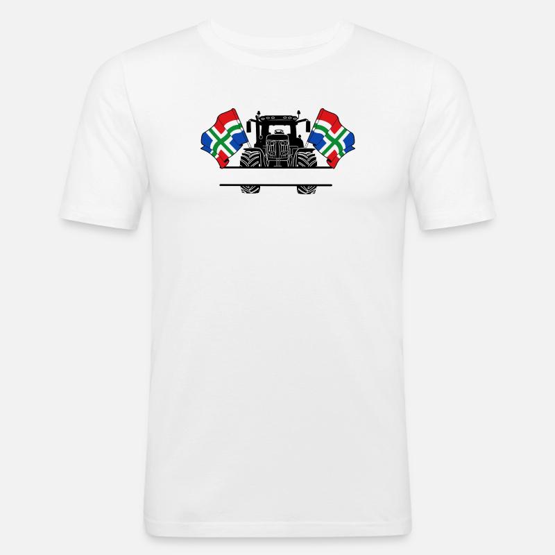 Groningen_Tractor_Custom_Edition - Männer Slim Fit T-Shirt - Weiß