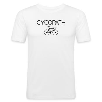 Geschenke für Radfahrer – Cycopath - Männer Slim Fit T-Shirt - Weiß - Vorne - Nik (191cm)