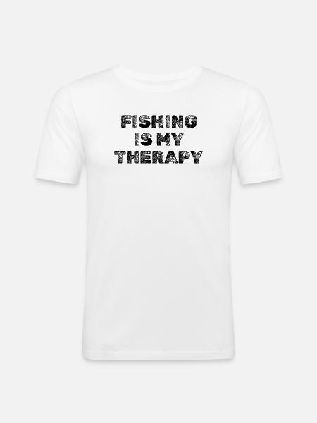 FISHING IS MY THERAPY Angler Spruch - Men's Slim Fit T-Shirt - white