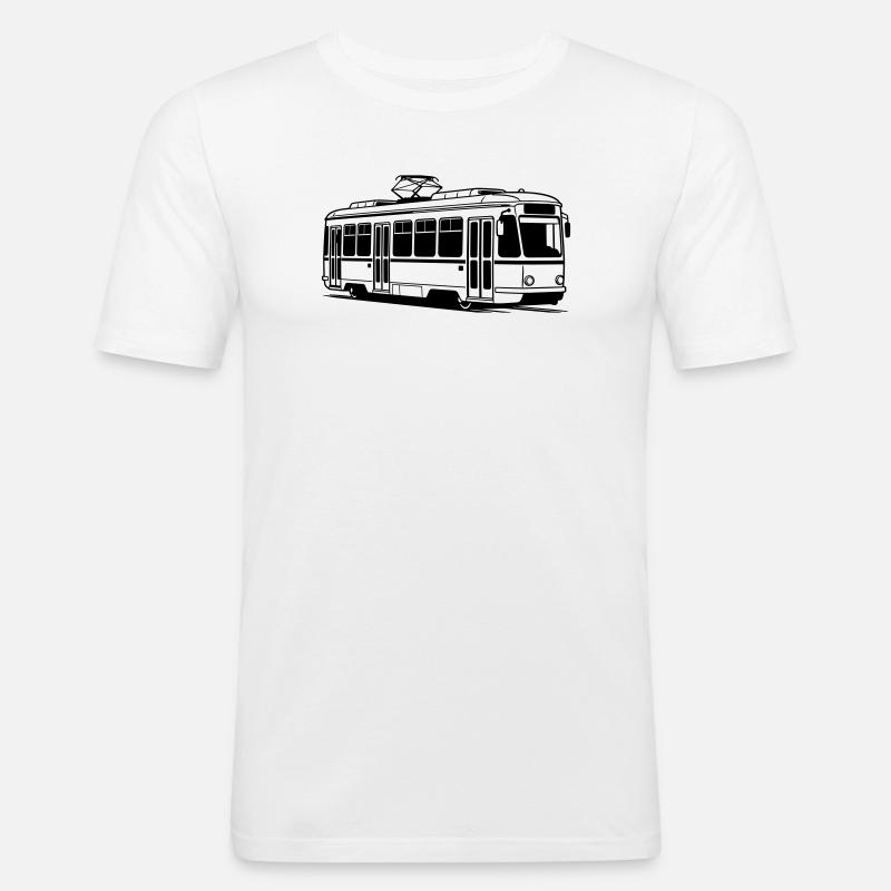 Straßenbahn - Männer Slim Fit T-Shirt - Weiß