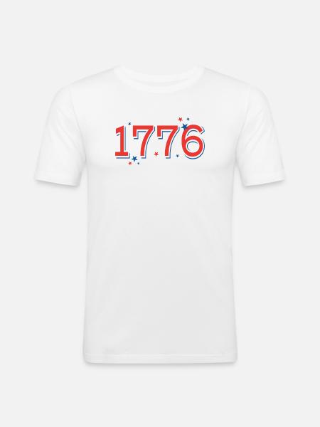 Rot-BlauSterneCelebrationDesign - Männer Slim Fit T-Shirt - Weiß