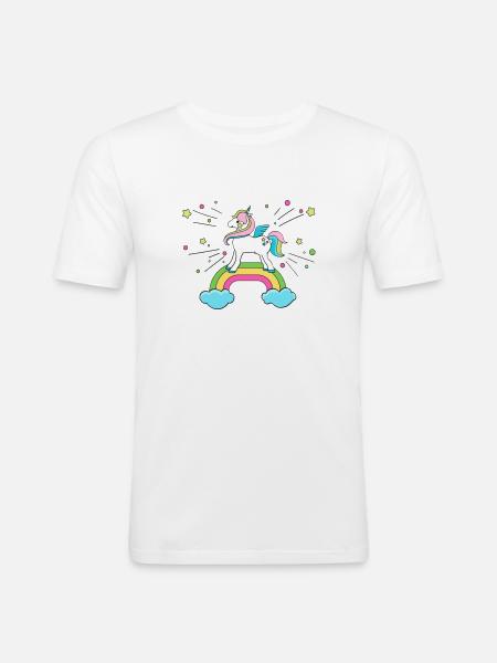 licorne - T-shirt près du corps Homme - blanc