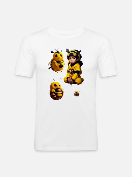 kawaii bee child - Men's Slim Fit T-Shirt - white
