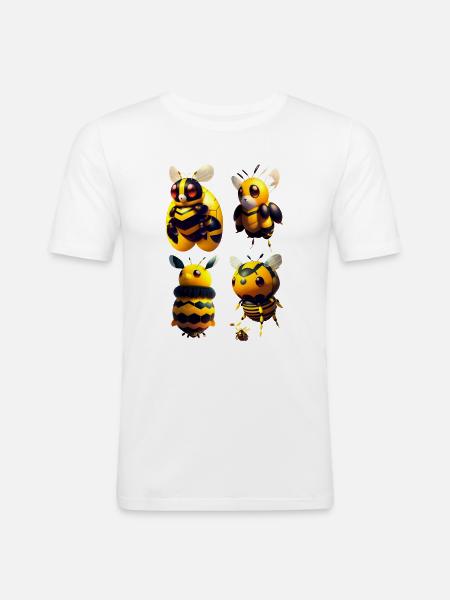 kawaii flying bees - Men's Slim Fit T-Shirt - white