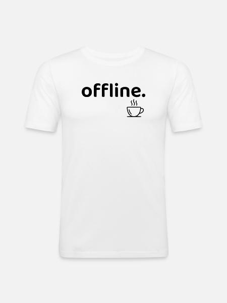 Offline minimalistisches Kaffee-Hemd - Männer Slim Fit T-Shirt - Weiß