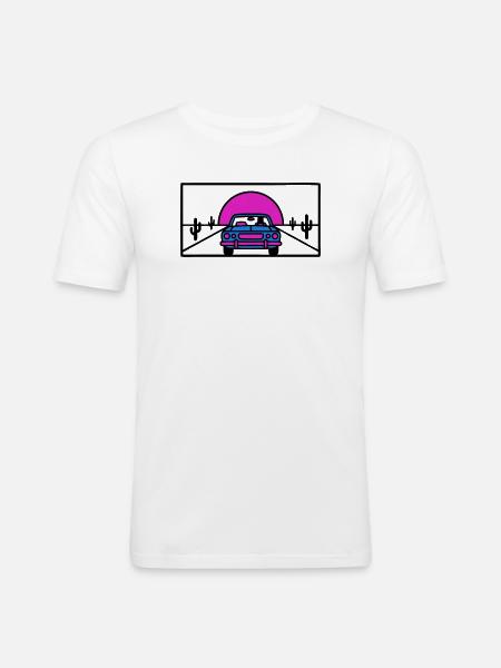 Desert Highway Car Logo - Men's Slim Fit T-Shirt - white