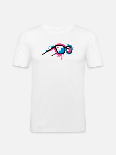 3D glasses in graffiti style - Men's Slim Fit T-Shirt - white