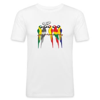 PERROQUET OISEAU MONOCHROME - T-shirt près du corps Homme - blanc - Devant - Nik (191cm)