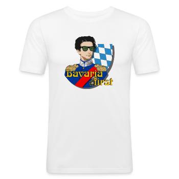 König Ludwig II von Bayern und Bavaria first - Männer Slim Fit T-Shirt - Weiß - Vorne - Nik (191cm)