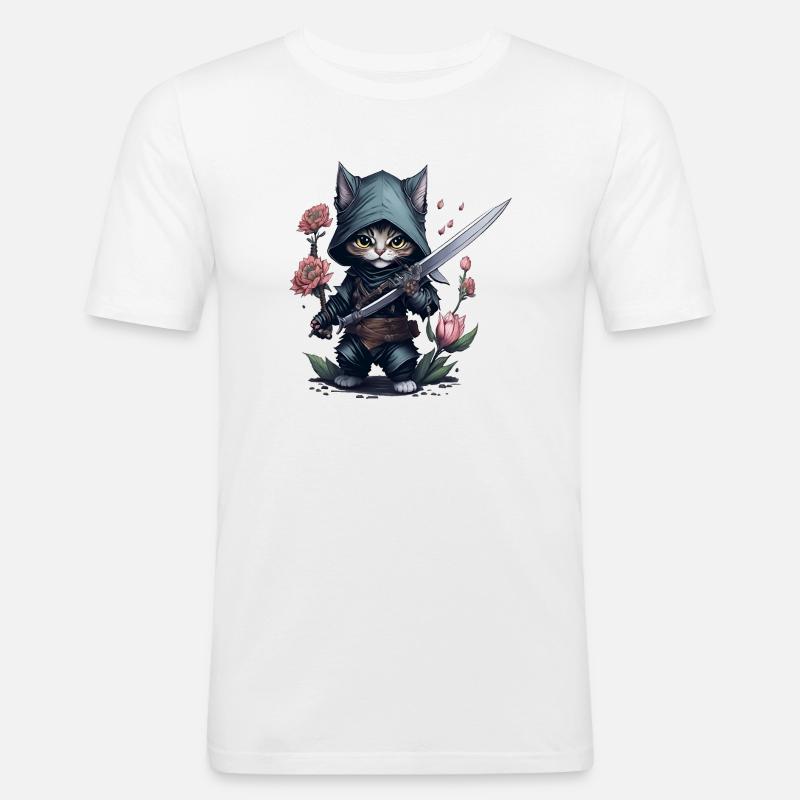 Die ultimative Ninja-Katze - Männer Slim Fit T-Shirt - Weiß