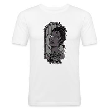Leuchtende Augen - Männer Slim Fit T-Shirt - Weiß - Vorne - Nik (191cm)