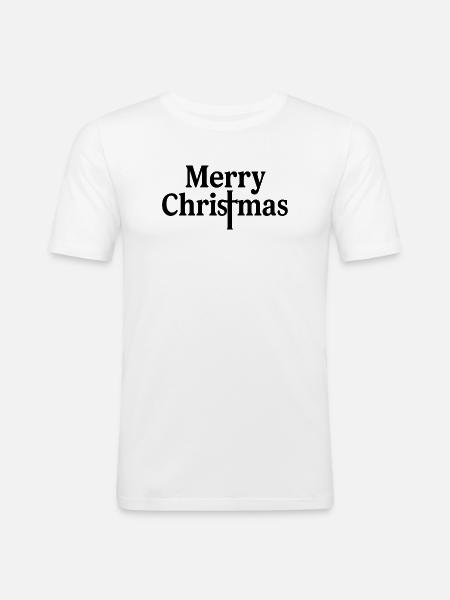 Merry Christmas Lettering Typo - Men's Slim Fit T-Shirt - white