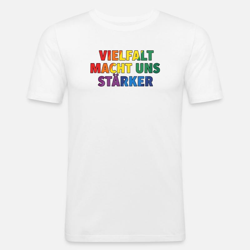 Diversity makes us stronger – Regenbogen Design - Men's Slim Fit T-Shirt - white