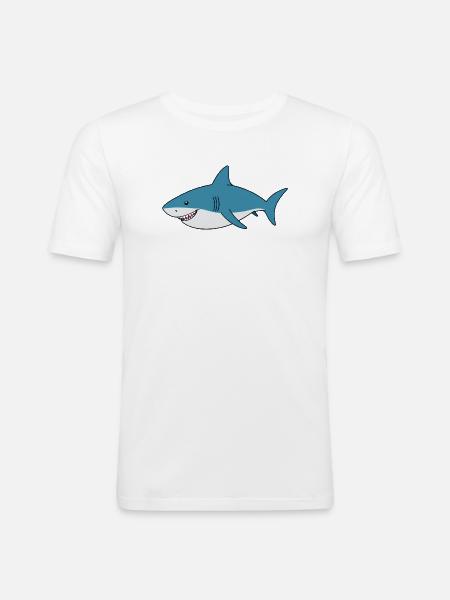 Cartoon shark with big smile - Men's Slim Fit T-Shirt - white