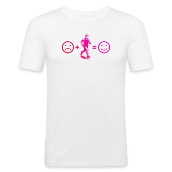 Puristisches Running Thema - Männer Slim Fit T-Shirt - Weiß - Vorne - Nik (191cm)