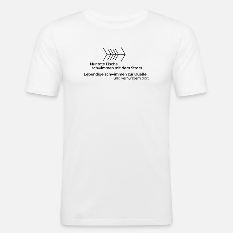 Mit dem Strom - Männer Slim Fit T-Shirt - Weiß