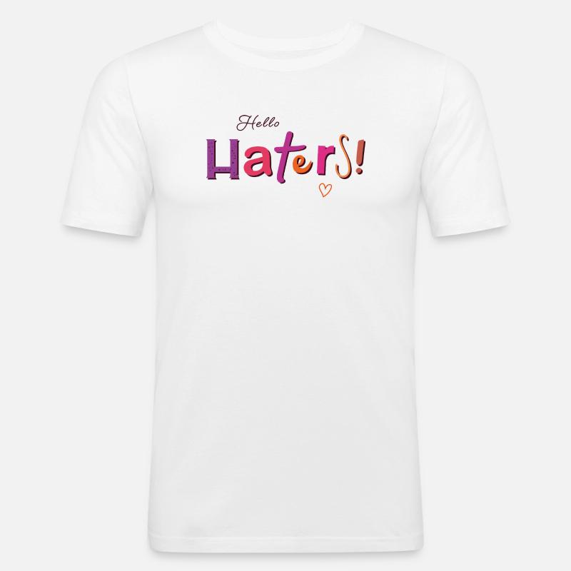 Hello Haters! Cooler Spruch - Männer Slim Fit T-Shirt - Weiß