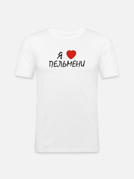 russisch "ich herze pelmeni" - Männer Slim Fit T-Shirt - Weiß