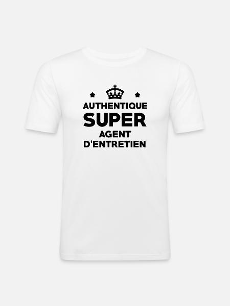 Agent d'Entretien / Ménage / Nettoyer / Propreté - T-shirt près du corps Homme - blanc