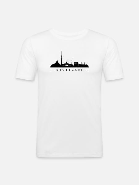 Skyline Stuttgart - Männer Slim Fit T-Shirt - Weiß