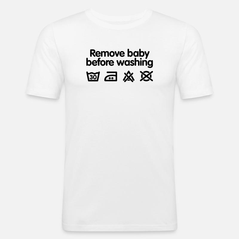 Remove baby before washing 2 - Maglietta aderente da uomo - bianco