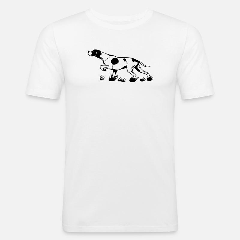Pointer vorstehend - Männer Slim Fit T-Shirt - Weiß