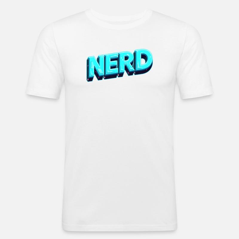 Nerd Neon 3D Retro - Männer Slim Fit T-Shirt - Weiß