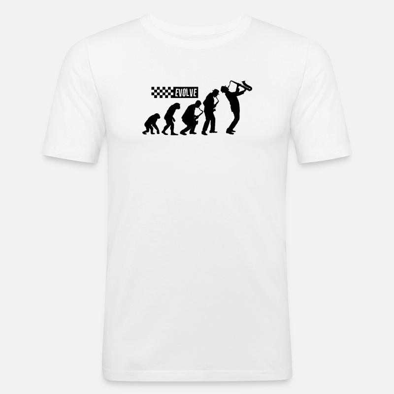 Évolution du ska – British 2 Tone Music Design - T-shirt près du corps Homme - blanc