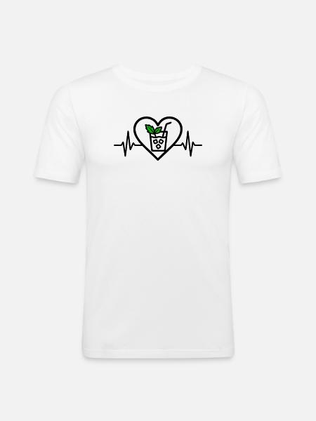 Mojito Heart Cocktail Mint Glass Summer - Men's Slim Fit T-Shirt - white