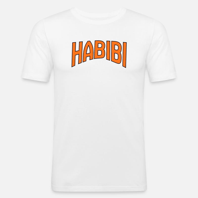 Stampato con la Scritta Curva Habibi - Maglietta aderente da uomo - bianco
