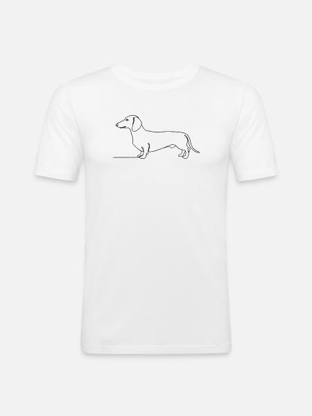 Art d’une ligne teckel teckel - T-shirt près du corps Homme - blanc